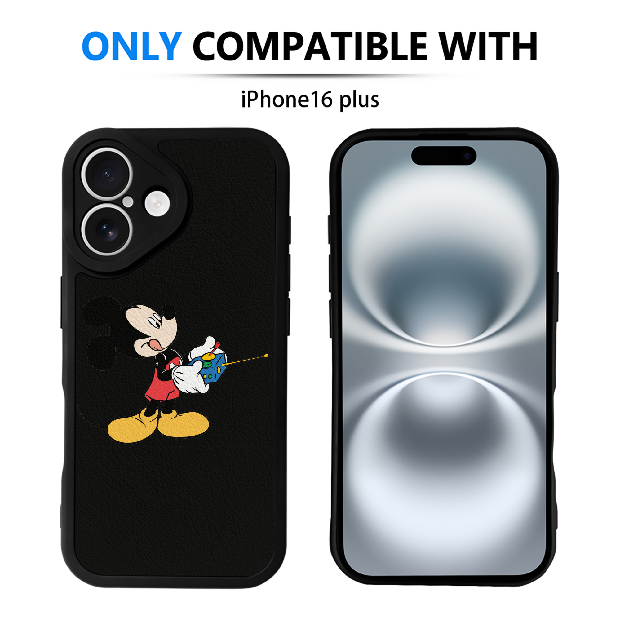 （画像用） ミッキーマウス Mickey Mouse 【iPhone 16シリーズ対応】シリコンスマホケース（レザー調） 材質：シリコン
